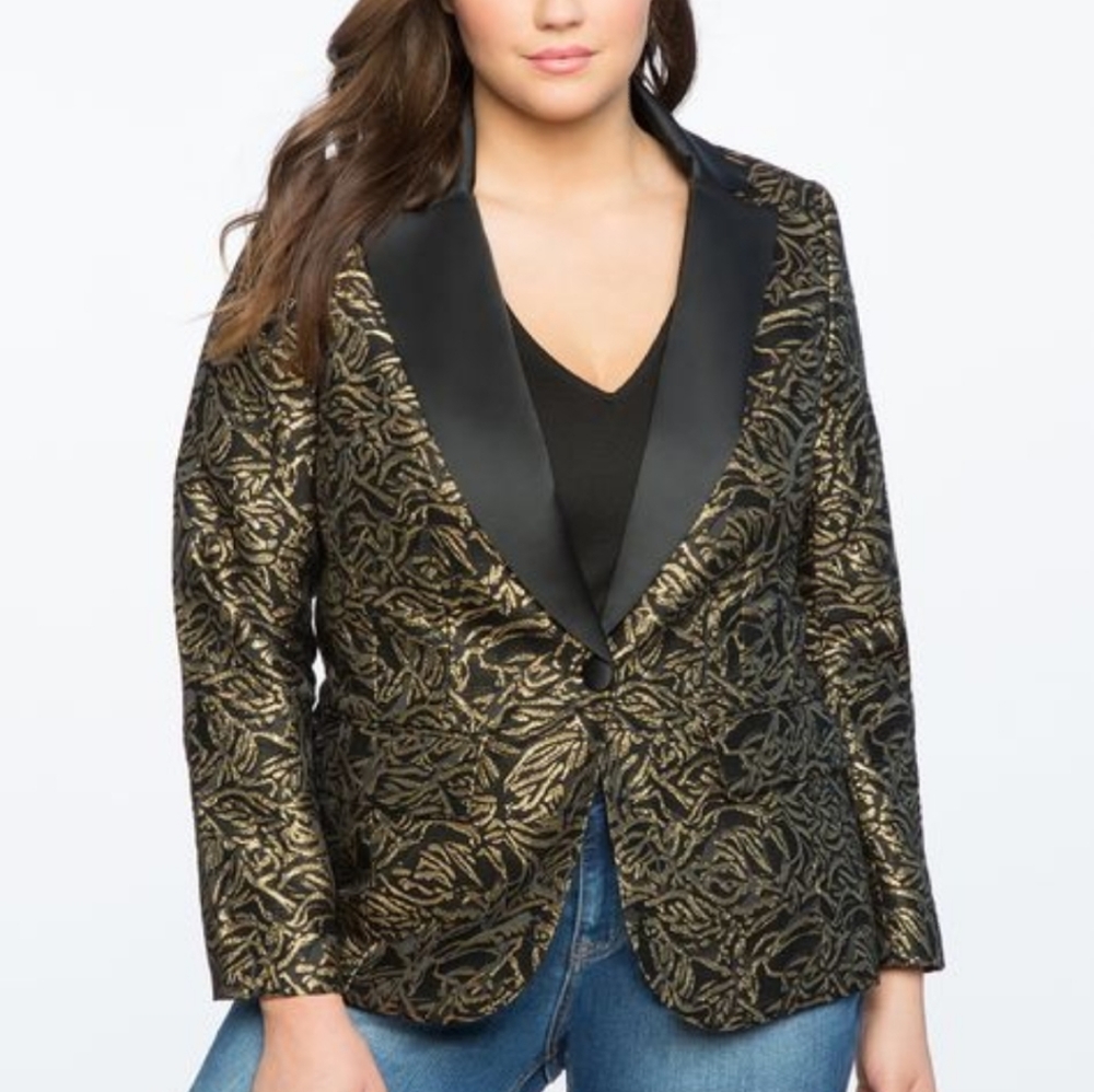 Eloquii Gold and Black Blazer sz 18 NWOT